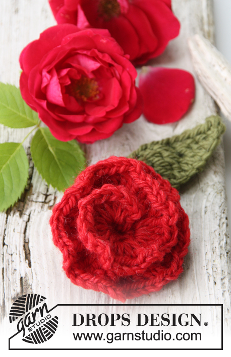 Sweet As Rose / DROPS 147-55 - Crochet DROPS rose flower in Nepal.
