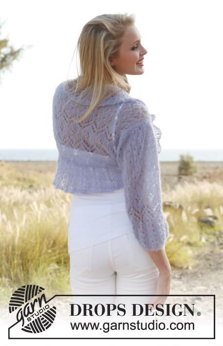 Midnight laces / DROPS 148-15 - Knitted DROPS bolero with lace pattern in ”Vivaldi”. Size: S - XXXL.