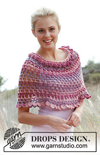 Mia / DROPS 148-22 - Crochet DROPS shoulder piece in Big Delight. Size S - XXXXL.