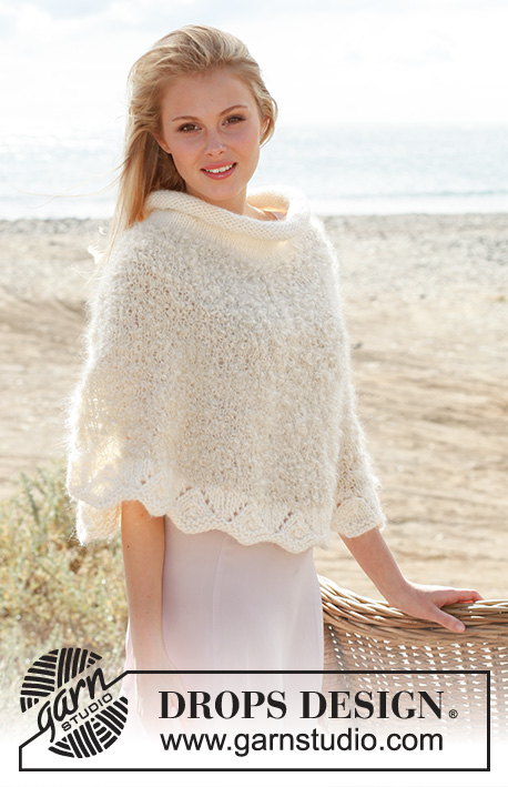 Ponchito / DROPS 148-23 - Knitted DROPS poncho in Puddel and Snow. Size: S - XXXL