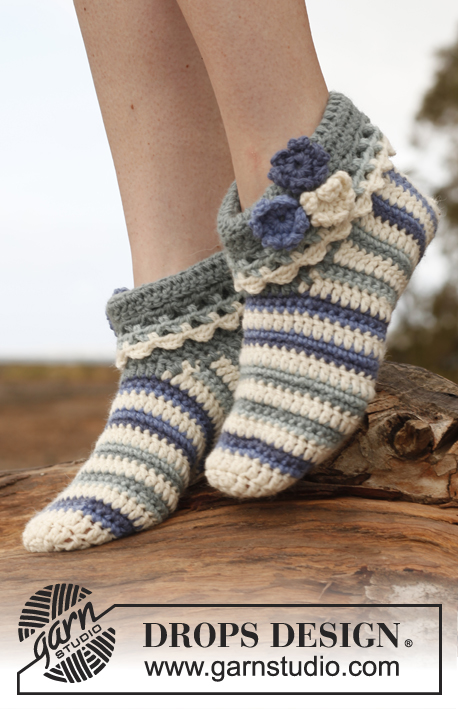 Annabelle / DROPS 148-32 - Crochet DROPS slippers in Nepal.