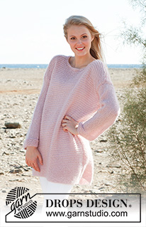 Milkshake Sweater / DROPS 148-36 - Knitted DROPS jumper in garter st in Alpaca, Kid-Silk and Glitter. Size: S - XXXL.
