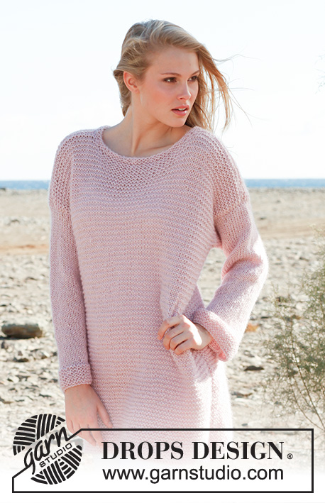 Milkshake Sweater / DROPS 148-36 - Rillestrikket DROPS genser i ”Alpaca”, ”Kid-Silk” og ”Glitter”. Str S - XXXL