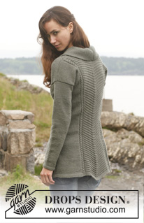 Tanja / DROPS 149-1 - Knitted DROPS fitted jacket with textured pattern and shawl collar in ”Lima”. Size: S - XXXL.