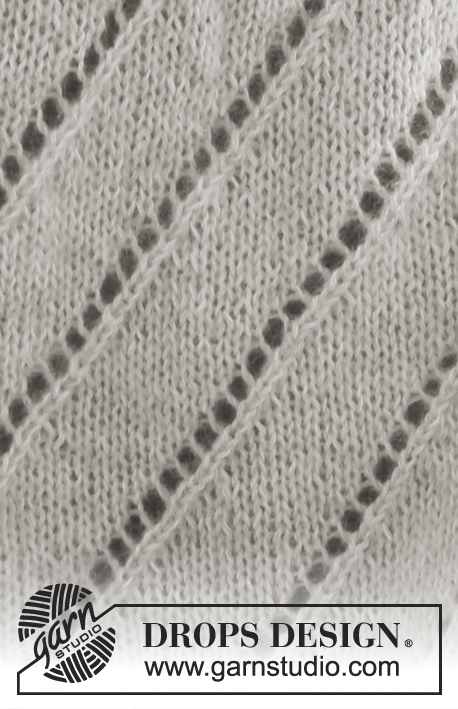 Eva Sweater / DROPS 149-3 - Gebreide DROPS trui met kantpatroon en ¾ mouwen van Alpaca en Kid-Silk. Maat: S - XXXL.
