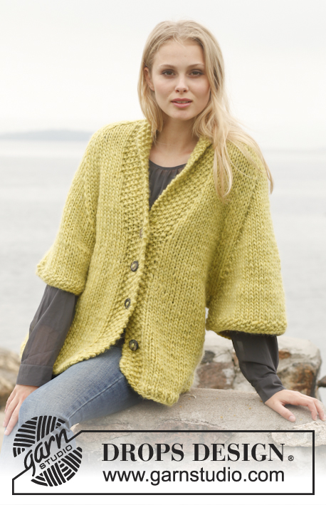 Pistachio / DROPS 149-33 - Knitted DROPS jacket with raglan and shawl collar in ”Snow”. Size: S - XXXL.