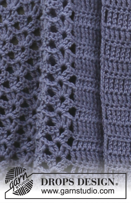 Waterfall / DROPS 149-37 - Crochet DROPS jacket with shawl collar in ”Merino Extra Fine”. Size: S - XXXL.