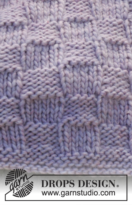 Lilac Weave / DROPS 149-40 - Knitted DROPS hat and neck warmer in ”Snow”.