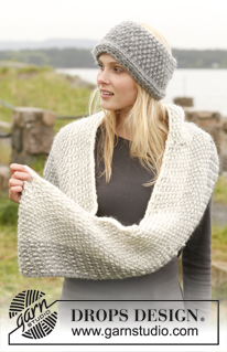 Wrap-me-up / DROPS 149-44 - Knitted DROPS neck warmer and head band in ”Snow”. 