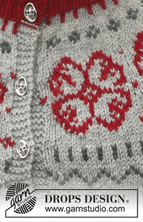 Winter Rose / DROPS 150-1 - Strikket DROPS jakke i ”Karisma” med rundt bærestykke og nordisk mønster. Str S - XXXL.