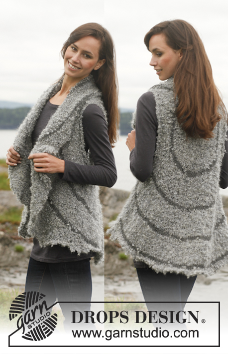 Rain Ripples / DROPS 150-37 - Knitted DROPS vest in ”Puddel” and ”Lima”. Size: S - XXXL.