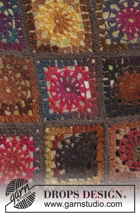 Log Cabin / DROPS 150-54 - Crochet DROPS blanket in ”Big Delight” with edges in “Big Merino”.