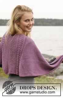 Denise / DROPS 151-13 - Knitted DROPS shawl with lace and textured pattern in ”BabyAlpaca Silk”. 