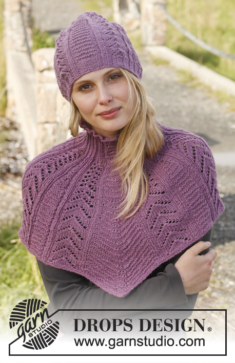 Irene / DROPS 151-14 - Set consists of: Knitted DROPS hat and neck warmer with lace pattern in ”BabyAlpaca Silk”. 