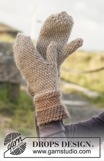 Dublin Gloves / DROPS 151-33 - Bosnian crochet DROPS mittens in ”Snow”.