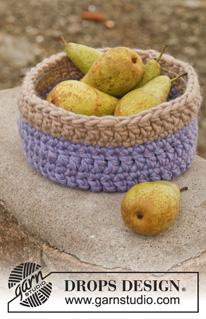 Autumn Fruit / DROPS 151-48 - Crochet DROPS cover for glass bowl in ”Polaris”.