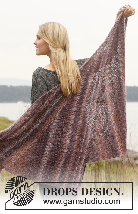 Kautokeino / DROPS 151-5 - Knitted DROPS shawl with short rows in Delight and Kid-Silk.