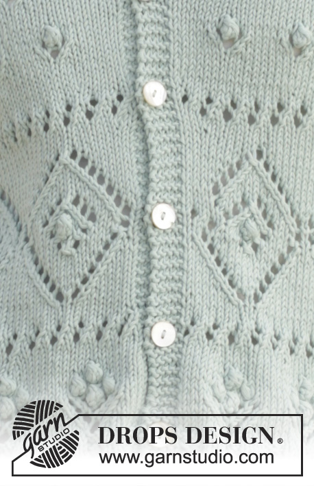 Ocean Breeze / DROPS 152-1 - Rozpinany sweter ażurowy DROPS z reglanem, z włóczki „Cotton Light”. Od S do XXXL.
