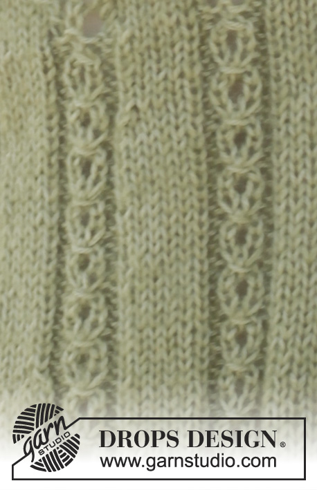 Spring Rising / DROPS 152-11 - Gebreid DROPS vest in tricotst met kantpatroon van BabyAlpaca Silk en Kid-Silk. Maat: S - XXXL.