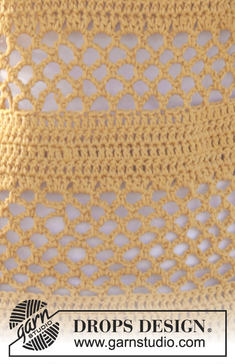 Amber / DROPS 152-17 - Crochet DROPS jumper with lace pattern and double crochet in ”Cotton Light”. Size: S - XXXL.