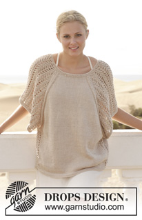 Florentina / DROPS 152-18 - Knitted DROPS jumper with lace pattern and raglan in ”Muskat”. Size: S - XXXL.