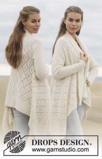 Diamonds Are Forever / DROPS 153-1 - Knitted DROPS jacket with lace pattern in ”Alpaca” and ”Kid-Silk”. Size: S - XXXL.