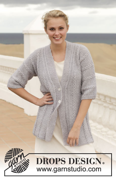 Letizia / DROPS 153-16 - Knitted DROPS jacket with cables in Alpaca and Alpaca Silk or Vivaldi. Size: S - XXXL.