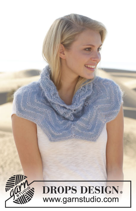Sea Star / DROPS 153-24 - Knitted DROPS neck warmer in garter st with stripes in ”Alpaca” and ”Kid-Silk”. 