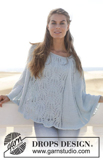 Isla / DROPS 153-30 - Knitted DROPS poncho with lace pattern in ”Muskat”. Size: S - XXXL.