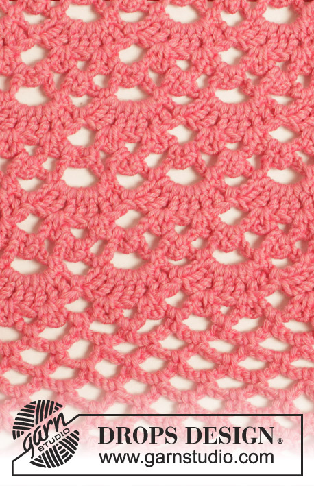 Summer Blush / DROPS 154-1 - Crochet DROPS jacket with lace pattern in ”Cotton Merino”. Size S-XXXL.