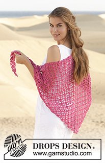 Rose Fields / DROPS 154-12 - Crochet shawl with spaces and double treble-groups in DROPS Merino Extra Fine or DROPS Sky.