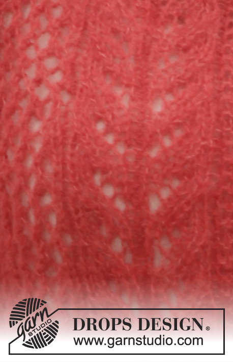 Cheryl Cardigan / DROPS 154-14 - Strikket DROPS jakke i ”Brushed Alpaca Silk” med rundfelling og hullmønster. Str S - XXXL.