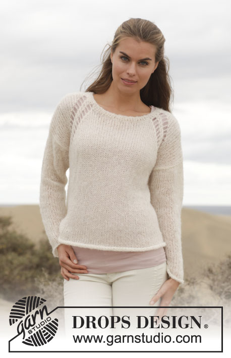 Linda / DROPS 154-23 - Knitted DROPS jumper with lace pattern in ”Brushed Alpaca Silk”. Size: S - XXXL.