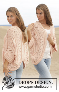 Summer Snug / DROPS 154-8 - Knitted DROPS jacket worked in a circle with lace pattern in ”Paris”. Size: S - XXXL.