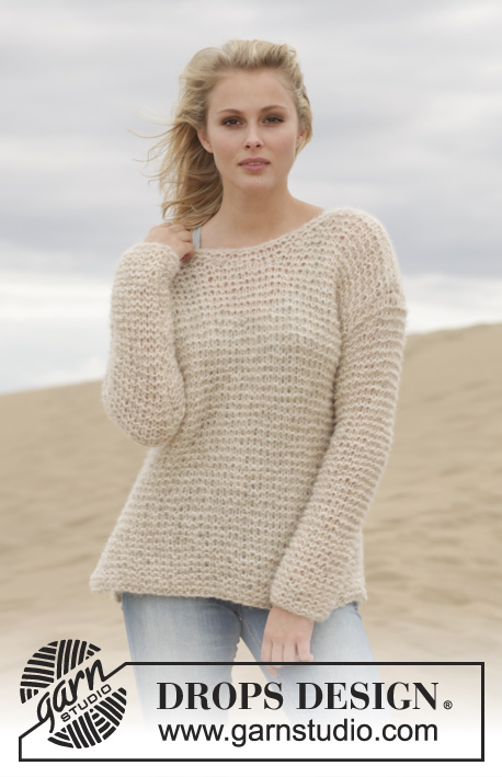 Stormy Weather / DROPS 155-18 - Knitted DROPS jumper in garter st in 2 strands Brushed Alpaca Silk. Size: S - XXXL.