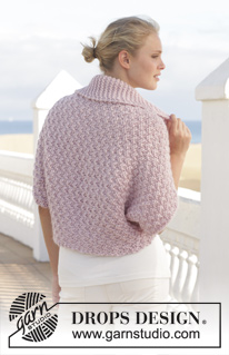 Lately / DROPS 155-28 - Knitted DROPS shoulder piece in double moss st and garter st in ”Snow”. Size: S - XXXL.
