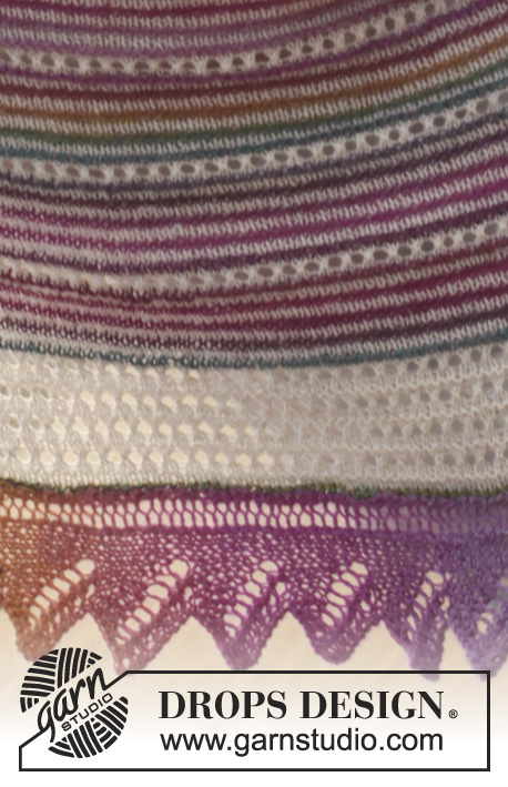 Sierra / DROPS 155-9 - Knitted DROPS shawl with stripes and lace pattern in Fabel and Delight.