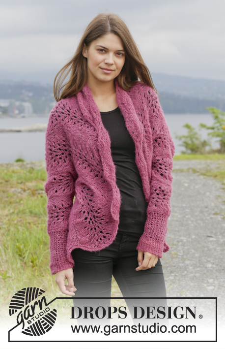 Let's Dance / DROPS 156-10 - Knitted DROPS jacket with wave pattern in ”Brushed Alpaca Silk”. Size: XS - XXL.