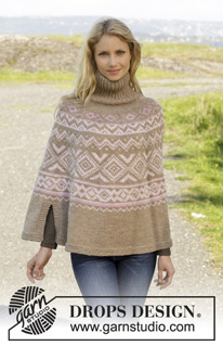 Nordic Autumn / DROPS 156-11 - Knitted DROPS poncho with Norwegian pattern, worked top down in ”Nepal”. Size: S - XXXL.
