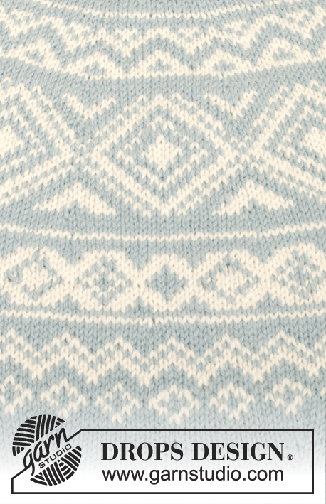 Eir / DROPS 156-12 - Sweter DROPS z żakardem norweskim i zaokrąglonym karczkiem, przerabiany z góry na dół z włóczki „Nepal”. Od S do XXXL.