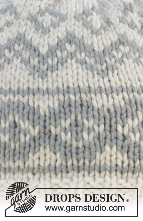 Dreamin' Again / DROPS 156-13 - Knitted DROPS hat, mittens and neck warmer with Norwegian pattern in ”Nepal”.