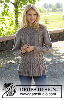 Alana / DROPS 156-19 - Knitted DROPS jumper with cables and raglan, worked top down in ”Karisma”. Size S-XXL