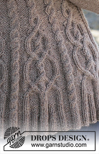 Alana / DROPS 156-19 - DROPS raglánový pulovr s copánkovým vzorem pletený shora dolů z příze Karisma. Velikost: S-XXL.