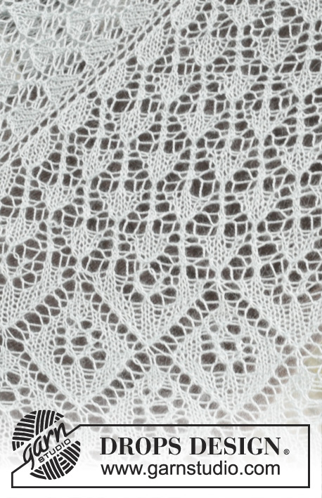 First Frost / DROPS 156-2 - Stickad DROPS sjal med hålmönster. Vist i ”Lace” och ”BabyAlpaca Silk” från garngrupp A.