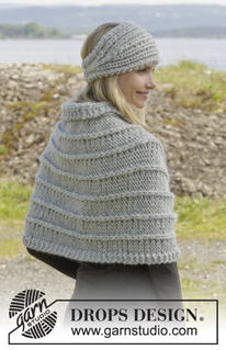 Raquel / DROPS 156-30 - Knitted DROPS head band and shoulder piece in Snow.