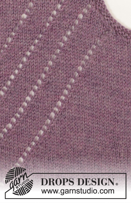 Grapevine / DROPS 156-36 - Gebreide DROPS trui of vest met kantpatroon en knopen op het achterpand van ”Karisma” of Belle. Maat: S - XXXL.