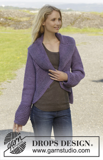 Saralyn / DROPS 156-37 - Knitted DROPS jacket worked in a circle in garter st with lace pattern in ”Big Merino”. Size: S - XXXL.
