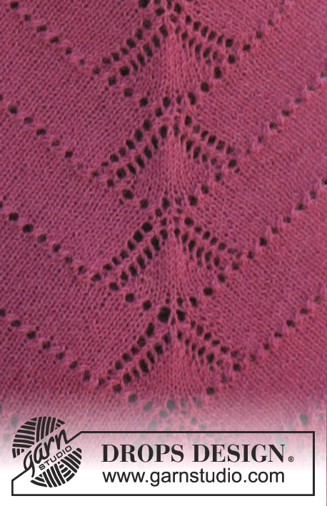 Pink Diamond / DROPS 156-5 - DROPS šátek s ažurovým vzorem pletený z příze Alpaca.