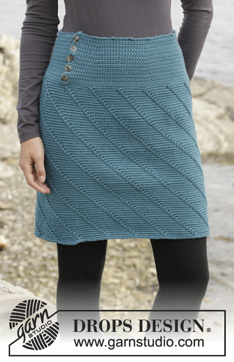 Miss Moneypenny / DROPS 156-6 - Crochet DROPS skirt with spiral pattern, worked top down in ”Merino Extra Fine”. Size: S - XXXL.