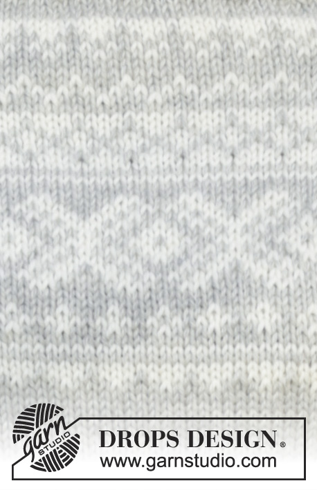 Silver Dream / DROPS 157-2 - Sweter i czapka DROPS z żakardem norweskim z włóczki „Karisma”. Od S do XXXL.